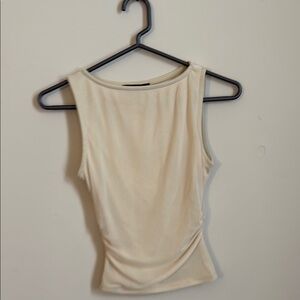 Forever 21 Cream Fitted Sleeveless Tank Top